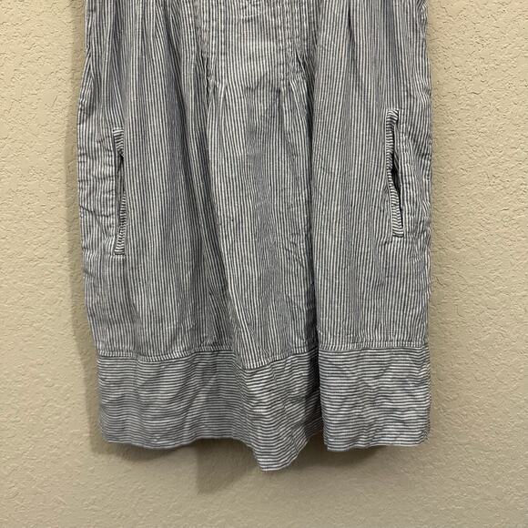 FAHERTY Isha Mini Dress Blue Pinstriped Sleeveless Linen Y2K Preppy - Picture 5 of 10